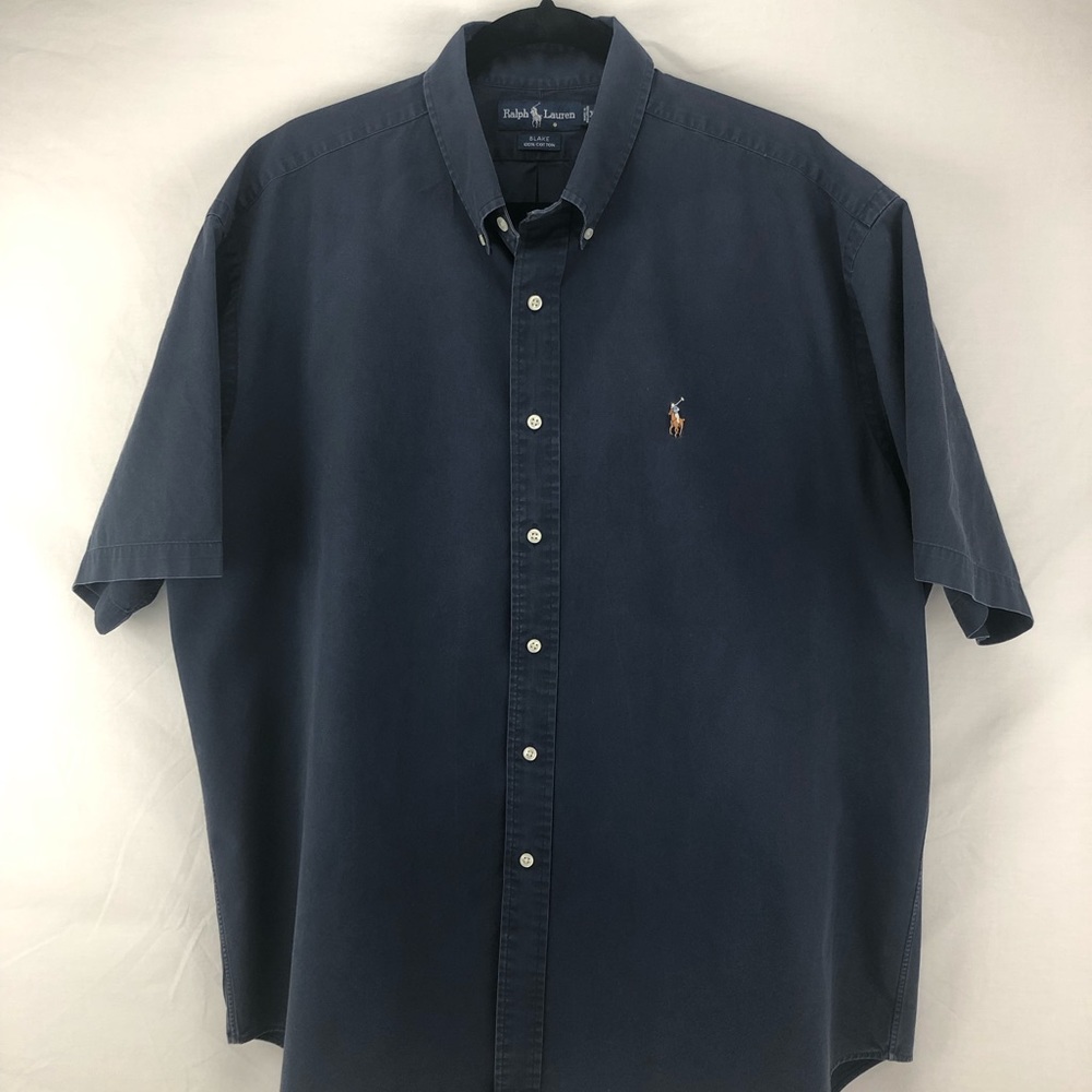 Ralph Lauren Navy Blue Short Sleeve Button Up